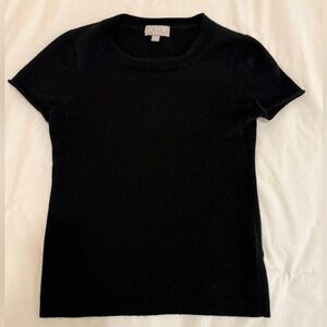 J. Crew 100% Cashmere Black Knit Cap Sleeve Top